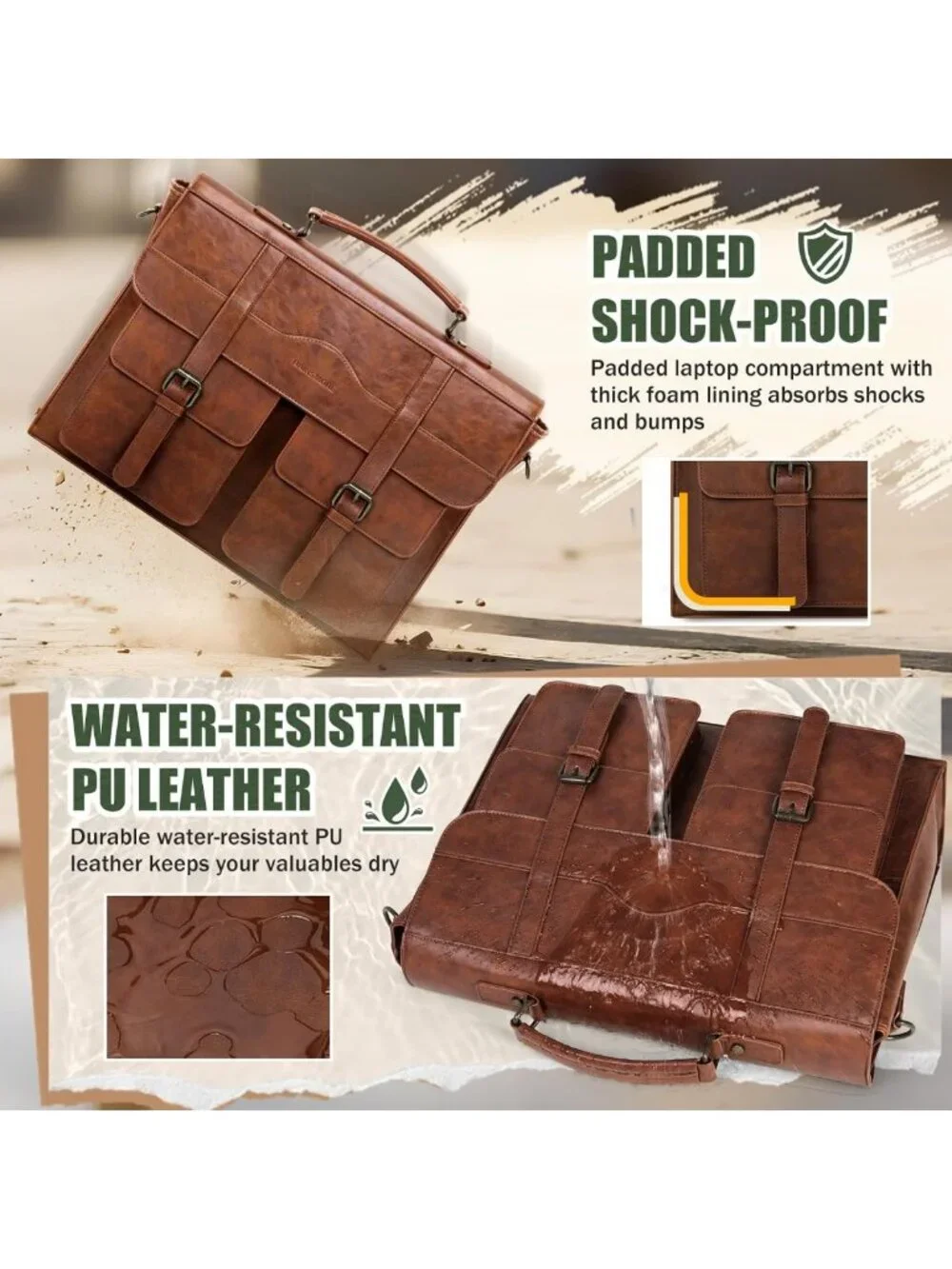 Vintage Leather Messenger Bag for Men - 17